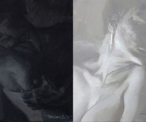 the day begins in the night, Oil on Canvas, 60x120cm 