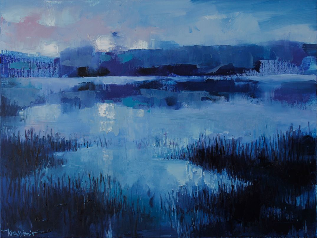 Evening by the Lake, Öl auf Leinwand 60x80 cm, 2019
